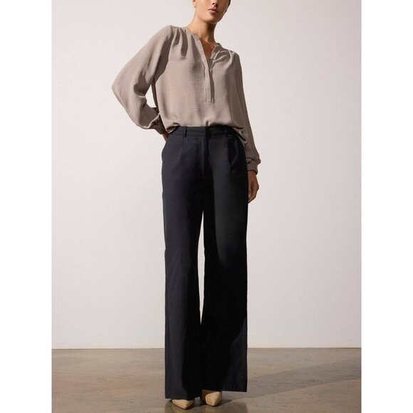BROCHU WALKER Joya Wide-Leg Pants Pockets Cotton Blend in Black Size Medium - Picture 1 of 12